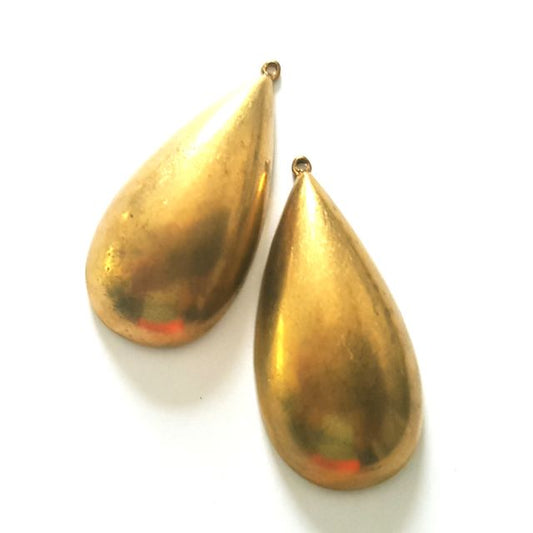 Smooth Tear Drop w Loop Brass 36x18mm