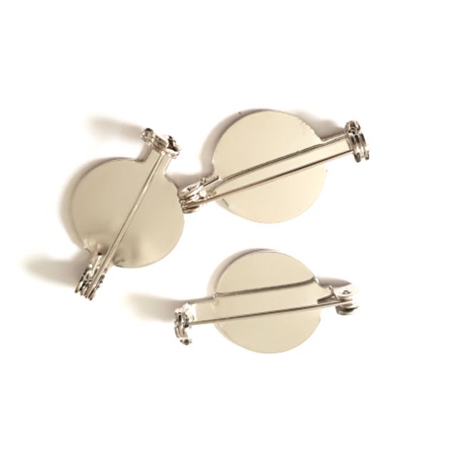 Brooch Bar Round Backing Pin Nickel Colour