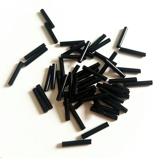 Bugle Bead Czech Glass Black Opaque 5' 11mm