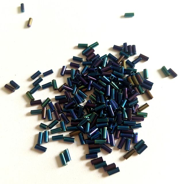 Bugle Bead Czech Glass Blue Iris 2' 4mm