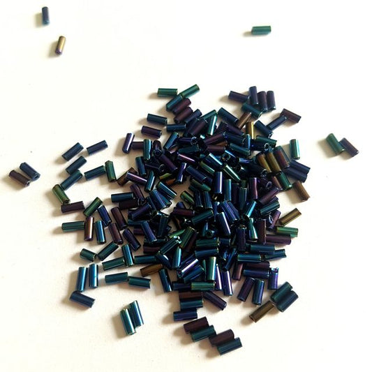 Bugle Bead Czech Glass Blue Iris 2' 4mm