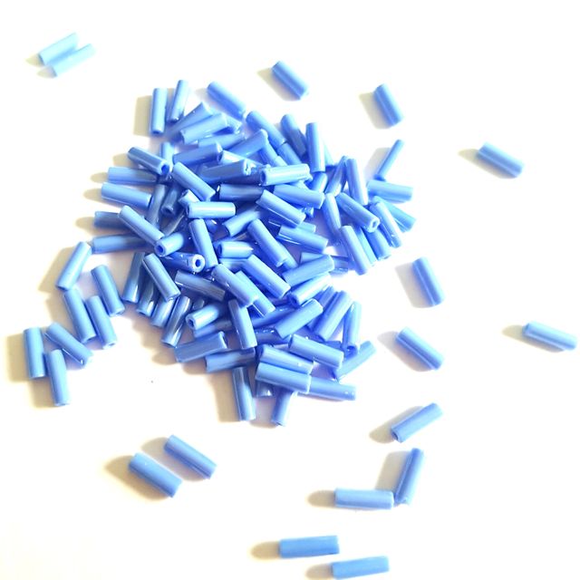 Bugle Bead Czech Glass Blue Opaque Lustred 3' 6mm