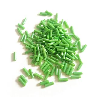 Bugle Bead Czech Glass Green Opaque Lustred Bead 3' 6mm