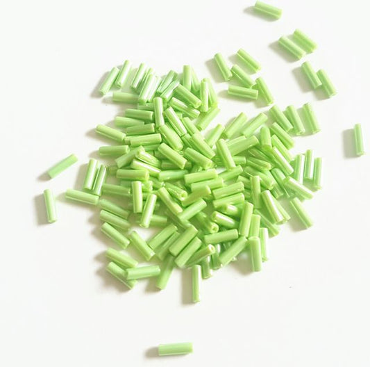 Bugle Bead Czech Glass Lime Opaque Lustred 3' 6mm