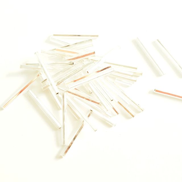 Bugle Bead Czech Glass Clear Silverlined 25mm