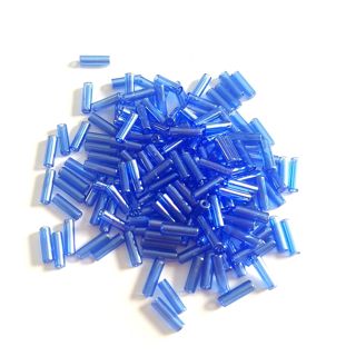 Bugle Bead Czech Glass Blue Transparent Lustred 3' 6mm