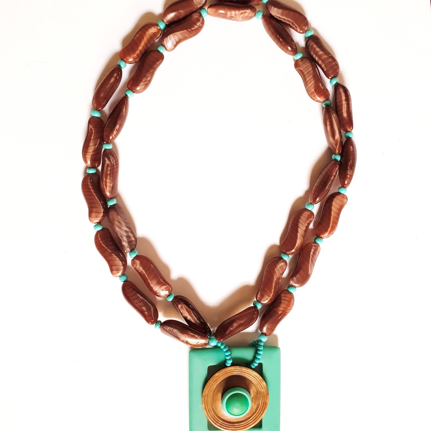 Colour Pop Button Pendant Glass Necklace Brown