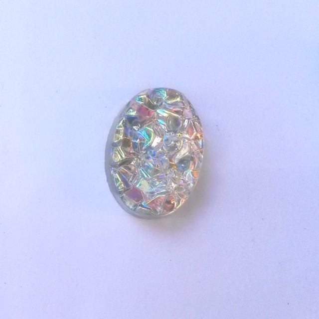 Flatback Glass Oval Sone 25x18mm Clear AB