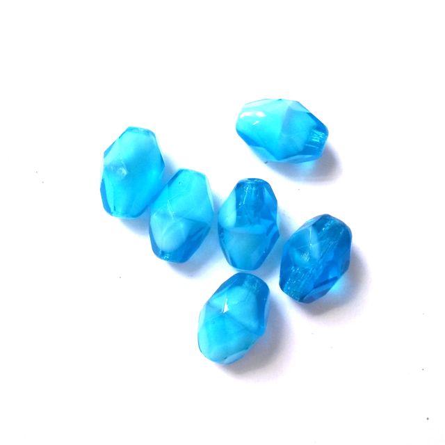 11x8mm Oval Turquoise Mix Czech Fire Polished Bead