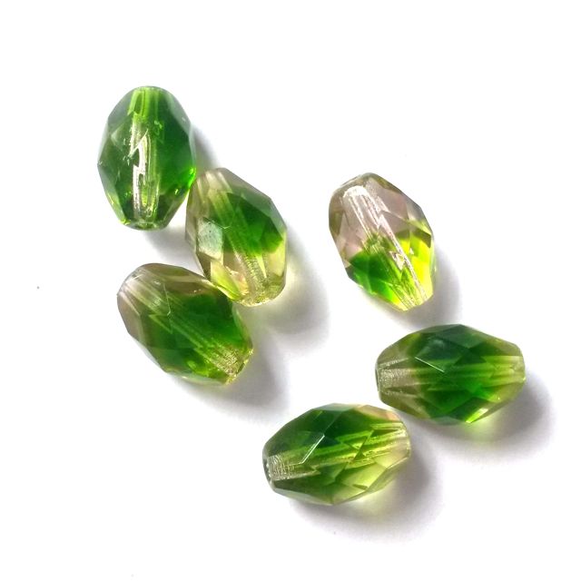 11x8mm Oval Rosaline Pink Olive Two Colour Mix Czech Fire Polished Bead
