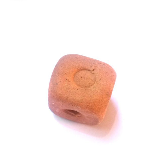 Ceramic Bead 1970s Cube Terracotta 20mm