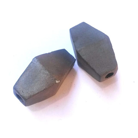 Ceramic Bead 1970s Diamond Mud 38x20mm