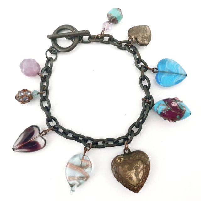 DIY Kit Heart Charm Bracelet Turquoise