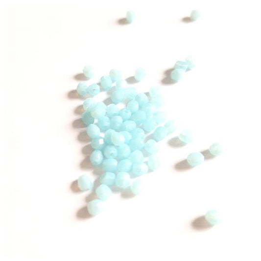 3mm Baby Blue Opalino Czech Fire Polished Bead  - Pack of 100