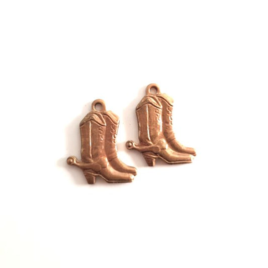 Cowboy Boots Small Brass Charm 10mm