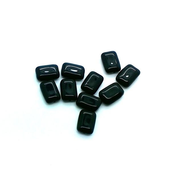 Flat Pellet 12x8mm Black Opaque Czech Glass Bead