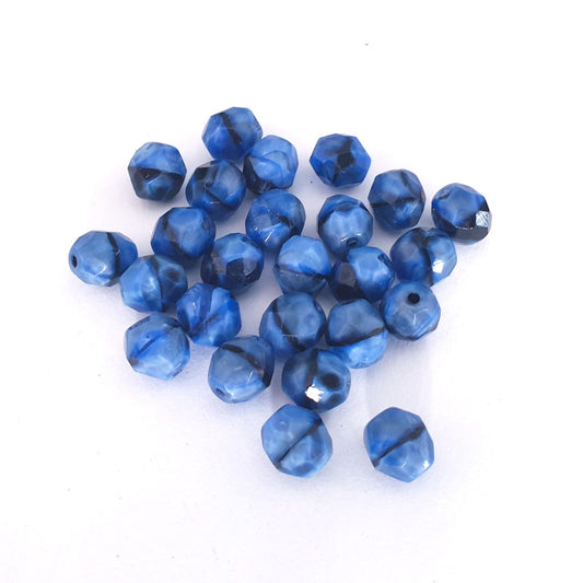 8mm Denimn Mix Czech Fire Polished Glass Bead