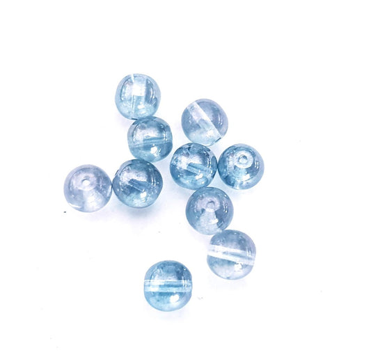 Round 8mm Montana Lustred Czech Glass Bead