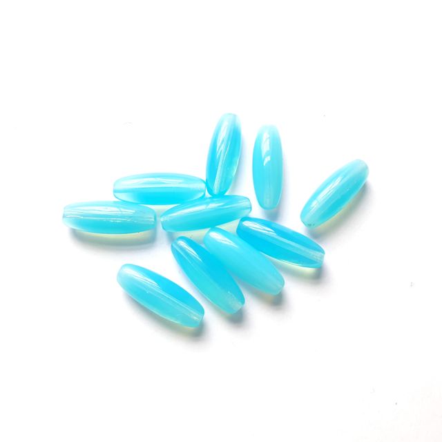 Turquoise Oval 17x6mm Opalino Czech Glass Bead
