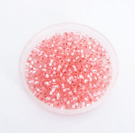 8 0 Czech Seed Bead Pink - Blossom Silverlined