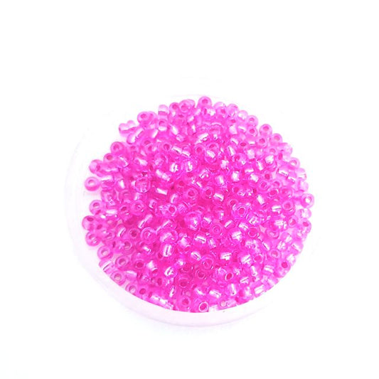8 0 Czech Seed Bead Pink Silverlined (dyed)