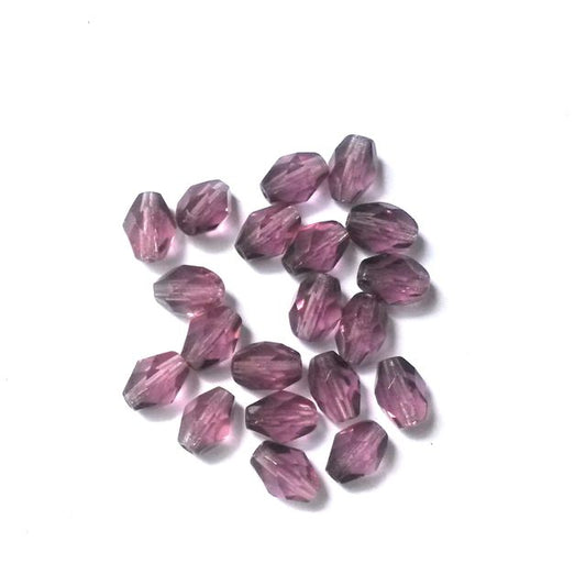 8x6mm Oval Amethyst Czech Fire Polished Glass Bead