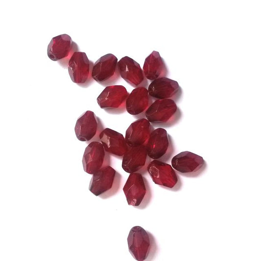 8x6mm Oval Dark Red Czech Fire Polished Glass Bead