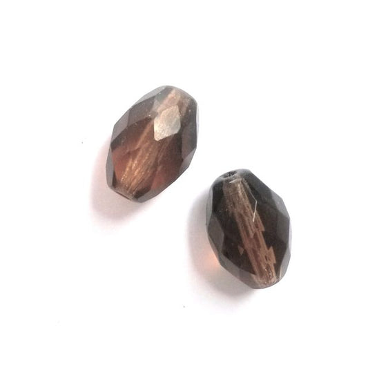 13x10mm Oval Smoke Transparent Czech Fire Polished Bead