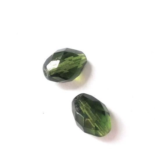 13x10mm Oval Olive Transparent Czech Fire Polished Bead
