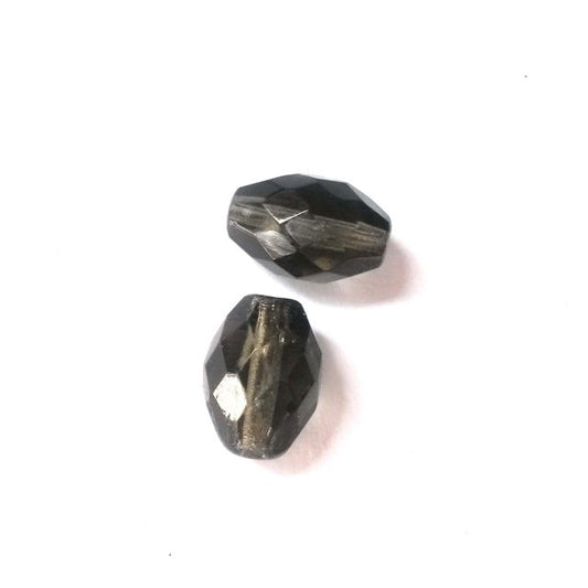 13x10mm Oval Grey Transparent Czech Fire Polished Bead