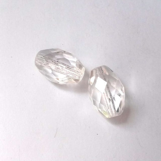 13x10mm Oval Clear Czech Fire Polished Bead
