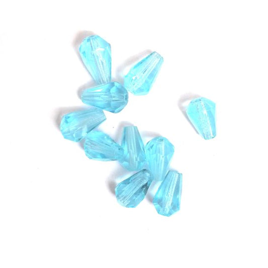 10x7mm Aquamarine Transparent Czech Fire Polished Bead