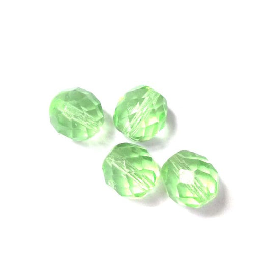 10mm Transparent Mint Czech Fire Polished Bead