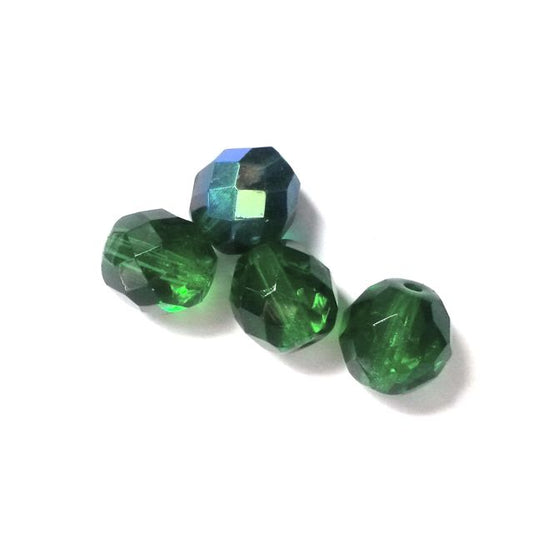 10mm AB Emerald Czech Fire Polished Bead