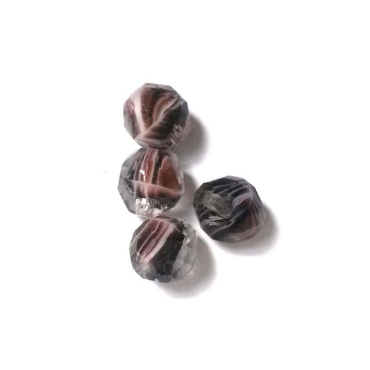 10mm Mix Purple Brown Czech Fire Polished Bead
