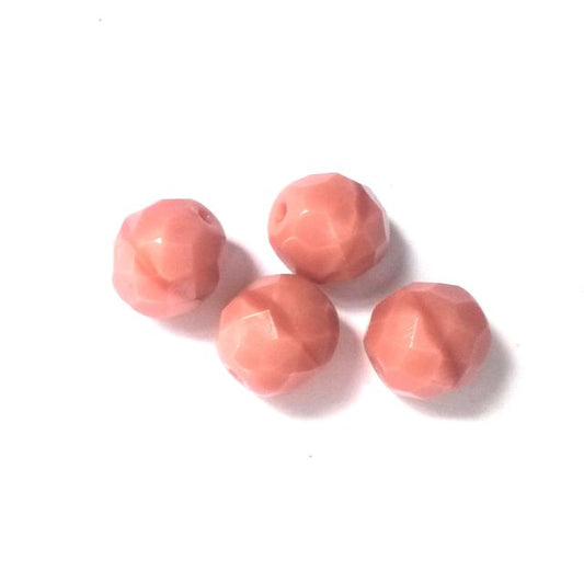 10mm Pink Vintage Silk Fire Polished Bead