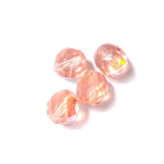 10mm AB Peach Czech Fire Polished Bead