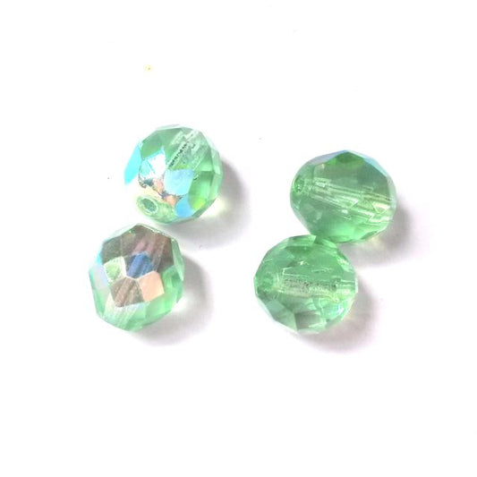 10mm AB Mint Czech Fire Polished Bead