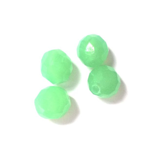 10mm Opalino Mint Czech Fire Polished Bead