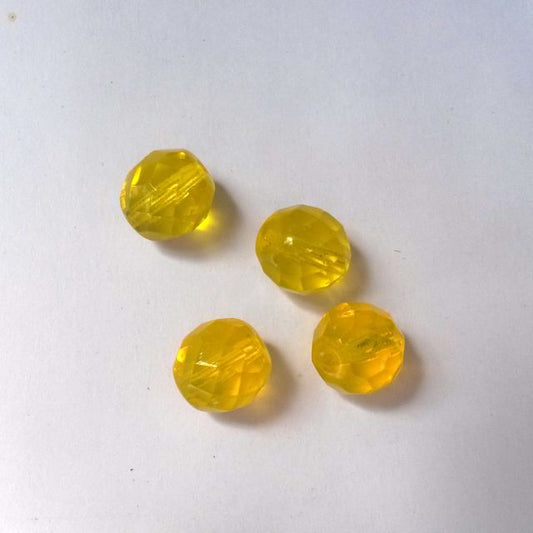 10mm Opalino Yellow Czech Fire Polished Bead