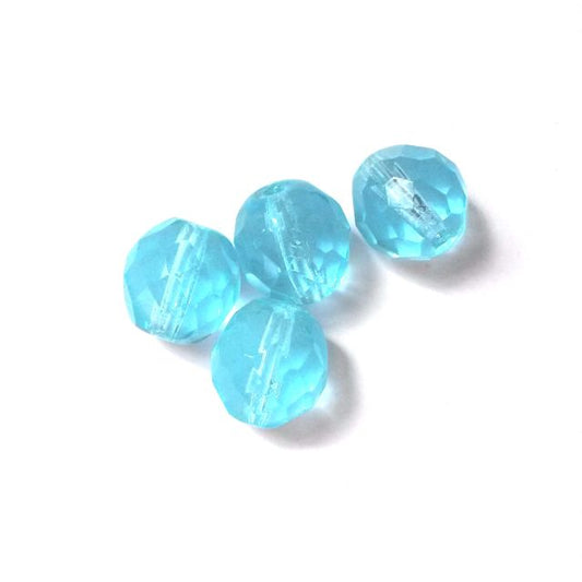 10mm Transparent Aquamarine Czech Fire Polished Bead