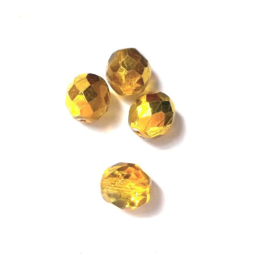 10mm Yellow Apollo Czech Fire Polished Bead