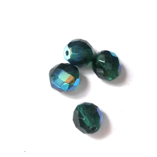 10mm AB Peacock Czech Fire Polished Bead