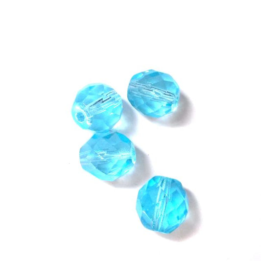 10mm AB Aquamarine Czech Fire Polished Bead