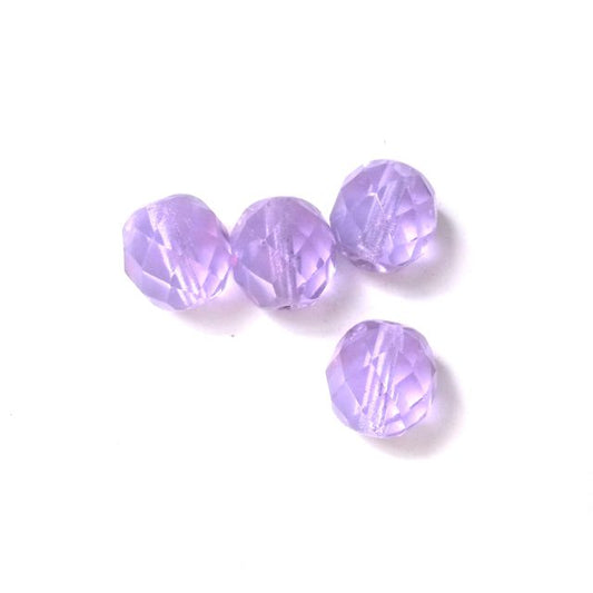 10mm Transparent Violet Czech Fire Polished Bead