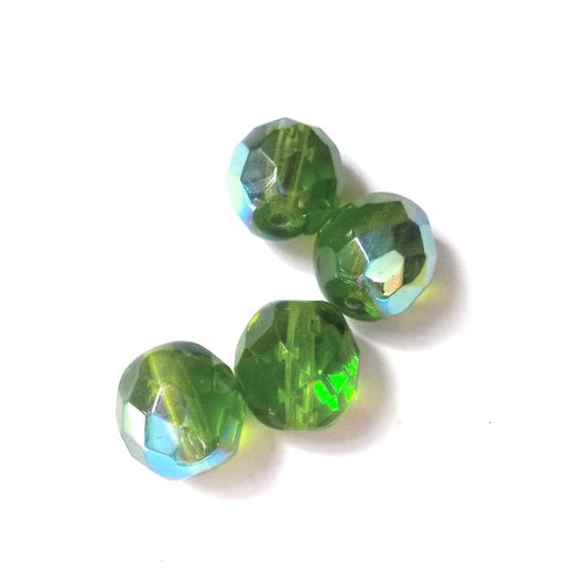 10mm AB Lime Czech Fire Polished Bead