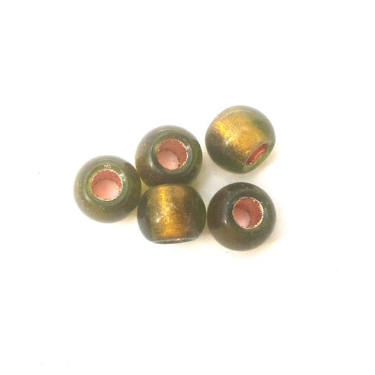 Czech Glass Jug Bead Large Hole 13mm Chartreuse Copperlined