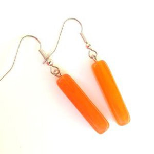 Czech Glass Tube Drop Earrings Opalino Pumpkin