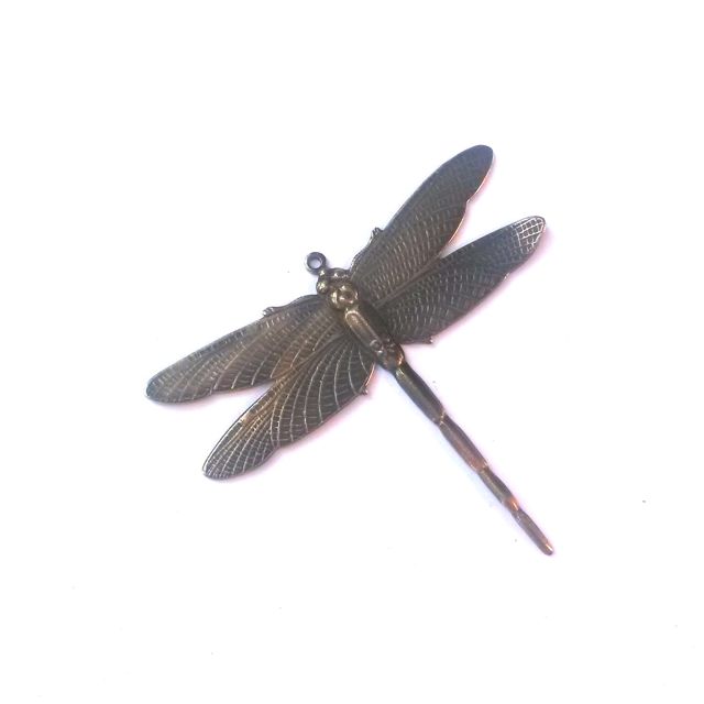 Dragon Fly Charm Brass Stamping Antique Brass 50mm