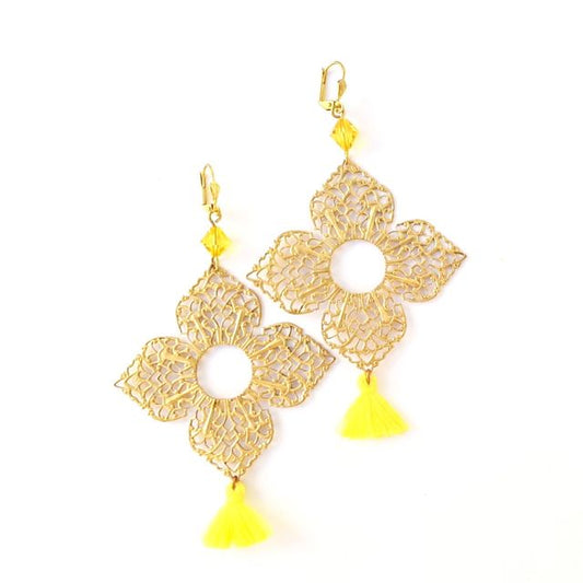 Femme Earrings Filigree Tassel Lemon